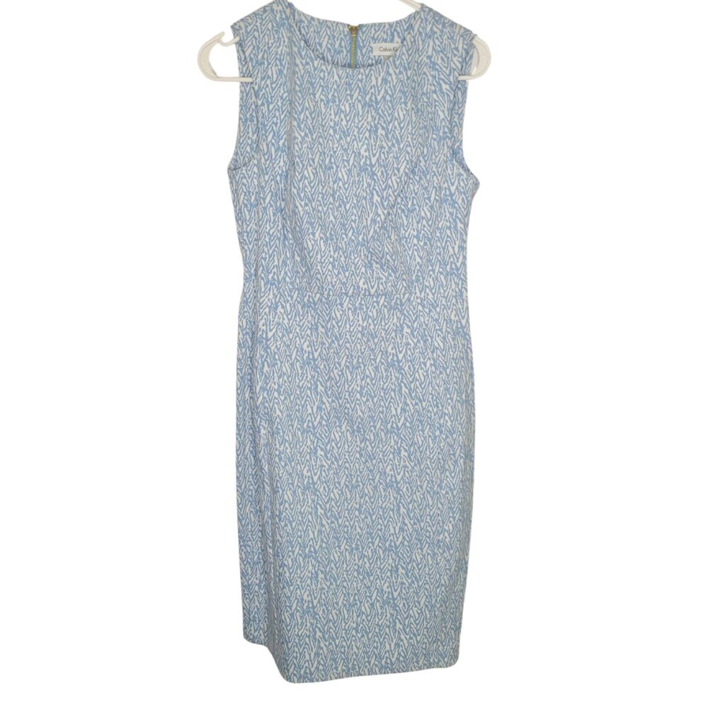 NWT Calvin Klein Blue and White Pencil Dress Size 6